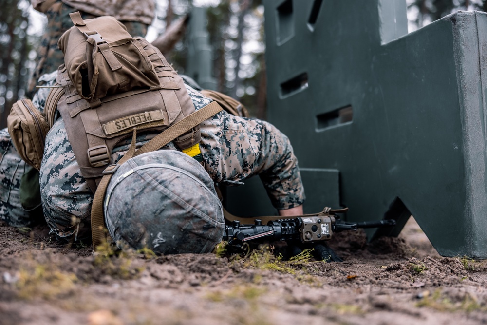 U.S. Marines with Combat Logistics Battalion 6 conduct a barricade and Chemical Biological Radiological and Nuclear range