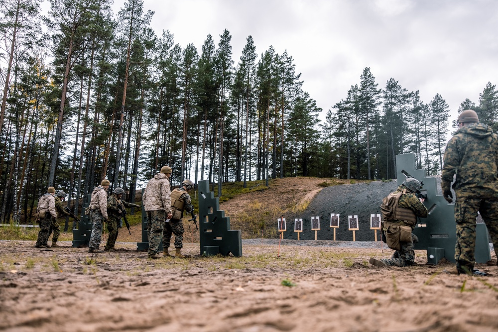 U.S. Marines with Combat Logistics Battalion 6 conduct a barricade and Chemical Biological Radiological and Nuclear range