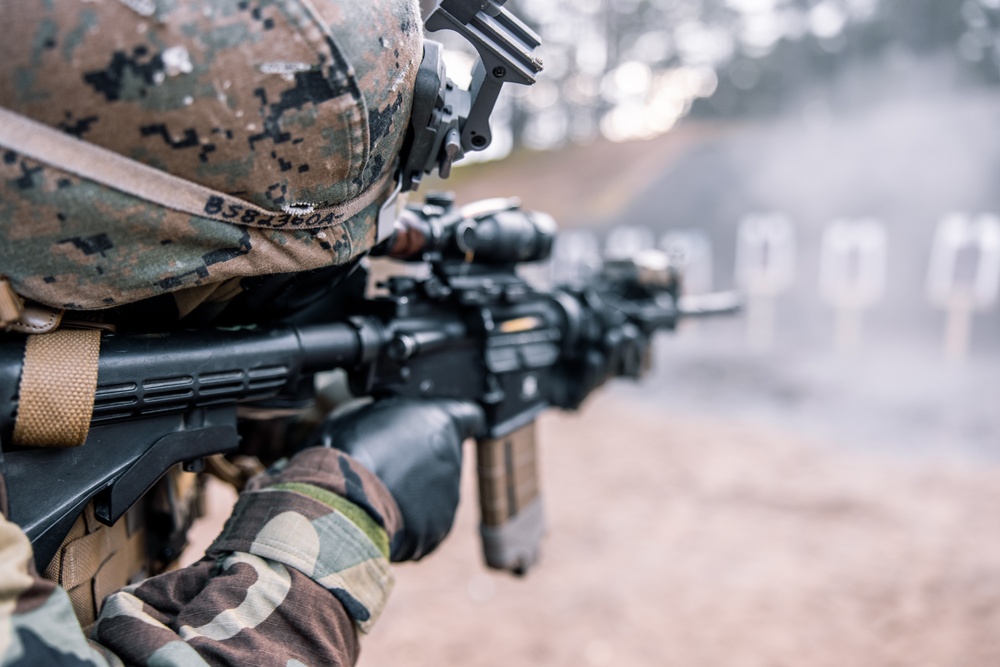 U.S. Marines with Combat Logistics Battalion 6 conduct a barricade and Chemical Biological Radiological and Nuclear range