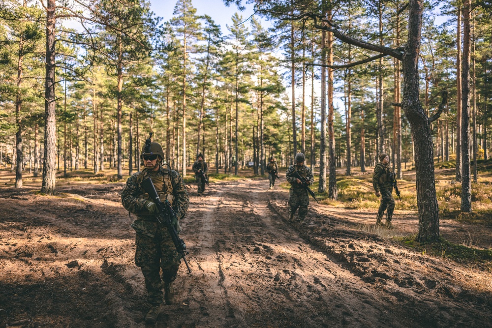 U.S. Marines conduct Land Navigation and patrolling tactics in Finland