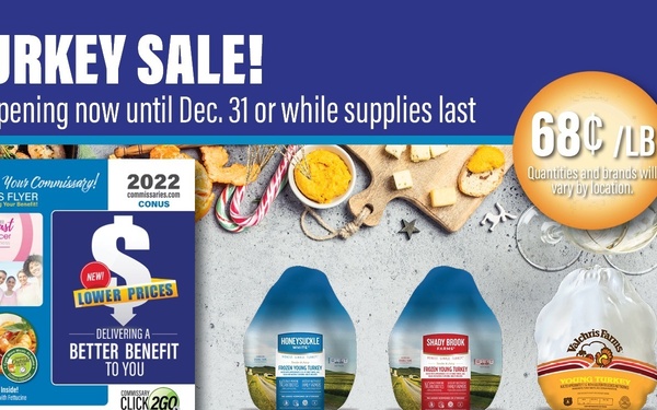 Low prices on whole frozen turkeys featured in DeCA’s Oct. 24 -Nov. 6 regional Sales Flyers
