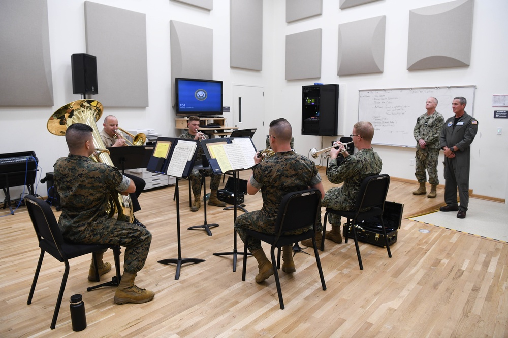 Rear Adm. Pete Garvin, commander, Naval Education and Training Command (NETC) visits  Naval School of Music (NSM), Virginia Beach, VA