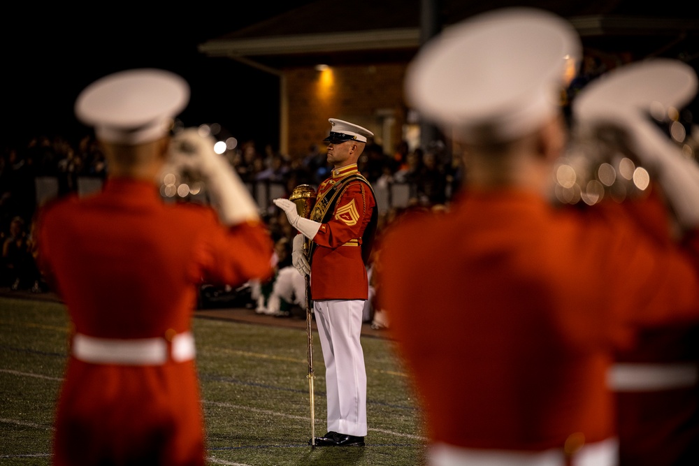 “The Commandant’s Own,” U.S. Marine Drum and Bugle Corps, showcased their skillset in front of thousands of enthusiastic supporters at Linganore High School Marching Band Competition.