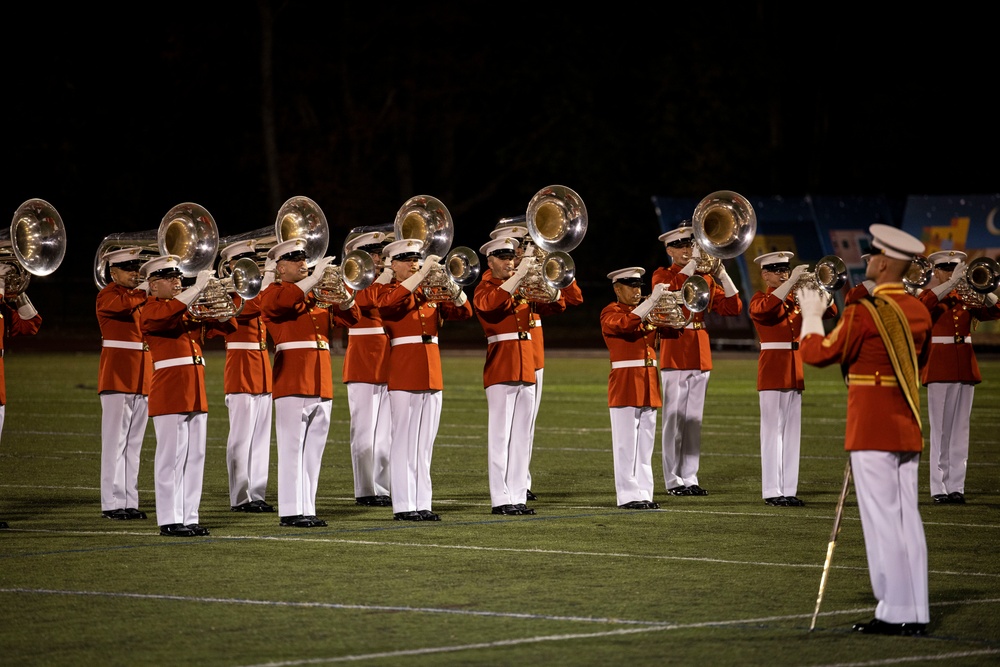 “The Commandant’s Own,” U.S. Marine Drum and Bugle Corps, showcased their skillset in front of thousands of enthusiastic supporters at Linganore High School Marching Band Competition.