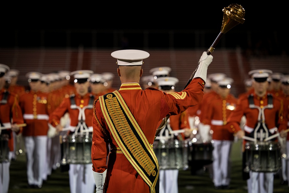 “The Commandant’s Own,” U.S. Marine Drum and Bugle Corps, showcased their skillset in front of thousands of enthusiastic supporters at Linganore High School Marching Band Competition.