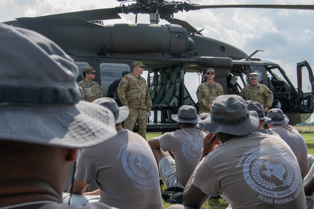 U.S. Soldiers with the San Antonio Army Aviation Support Facility, Army Texas National Guard, visit Texas Challenge Academy