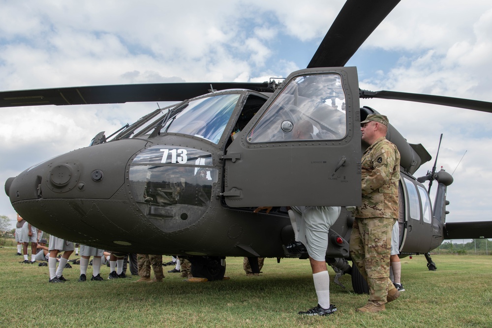 U.S. Soldiers with the San Antonio Army Aviation Support Facility, Army Texas National Guard, visit Texas Challenge Academy