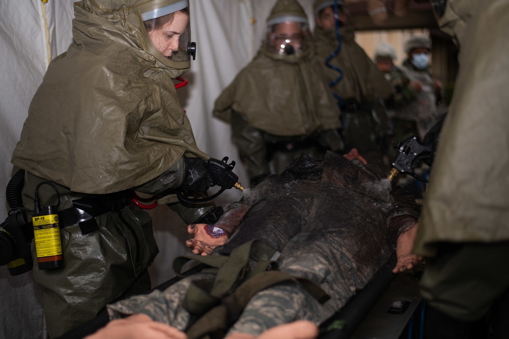 374th MDG participate in mass casualty response, decon during SRI