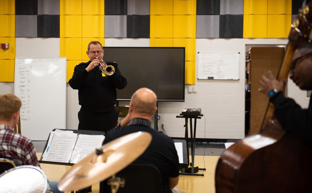 U.S. Navy Band Commodores present a clinic at Millington Central High School