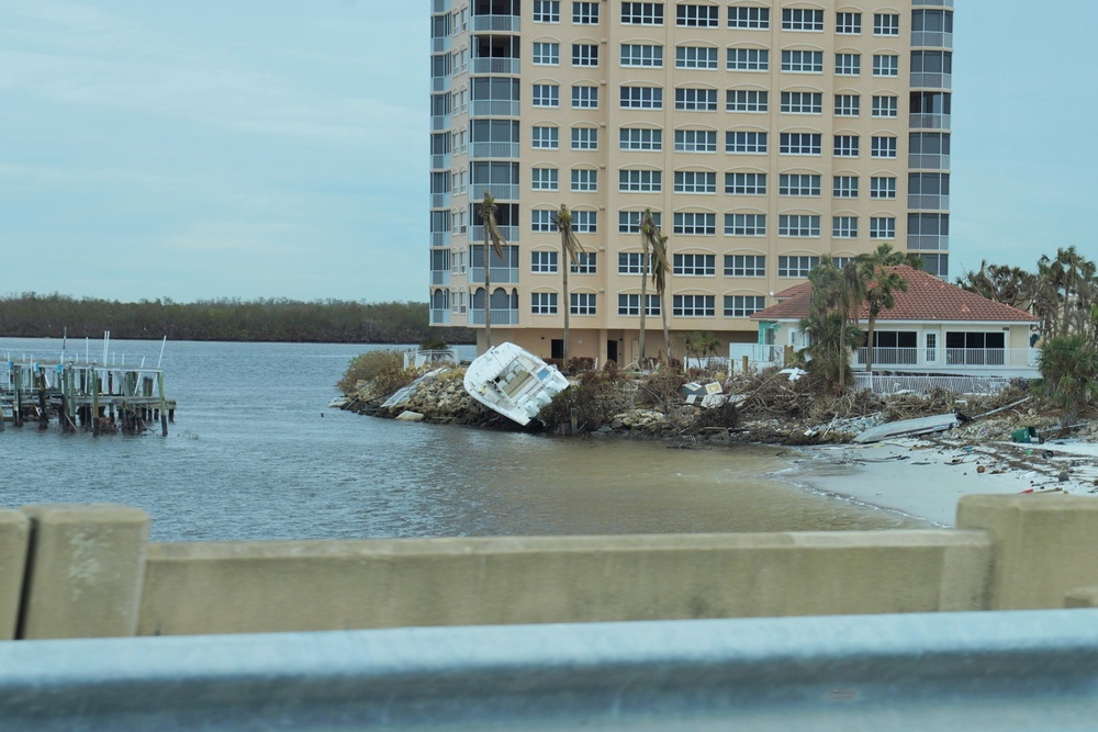 Boat Thrown Ashore in Fort Myers from Hurricane Ian