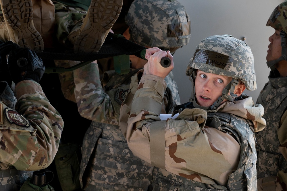 Scott Air Force Base 375th Aeromedical Evacuation Squadron rehearses during Ballistic Badger 2022