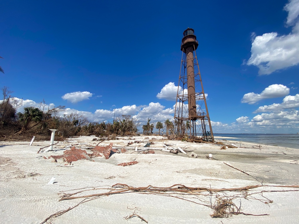 Sanibel Lighthouse is Scattered With Debris Following Hurricane Ian