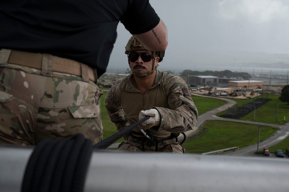 Andersen AFB Airmen participate in rappelling training