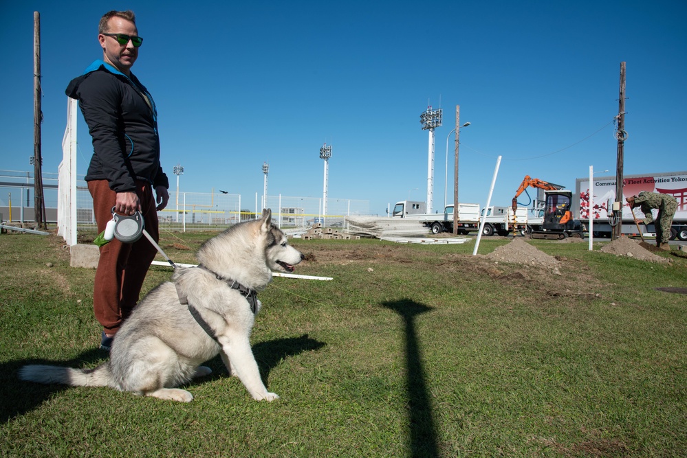 New Dog Park under Construction beside Berkey Field onboard CFAY