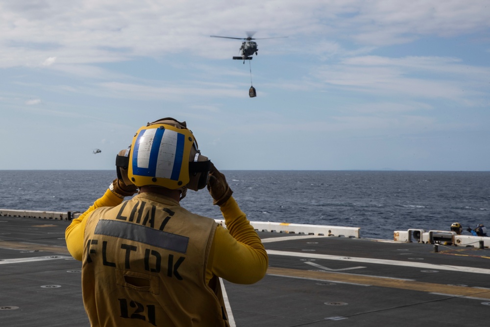 USS Tripoli Vertical Replenishment