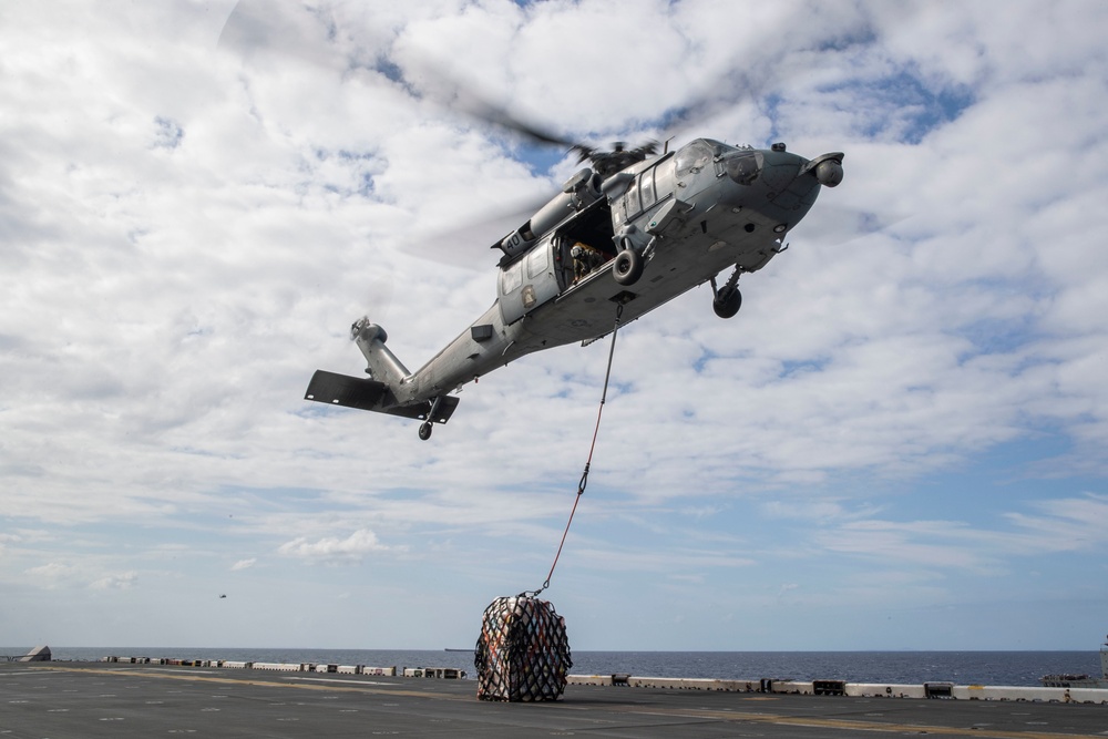 USS Tripoli Vertical Replenishment