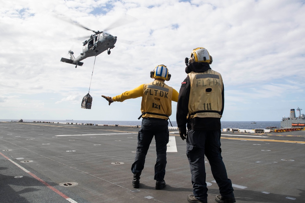 USS Tripoli Vertical Replenishment