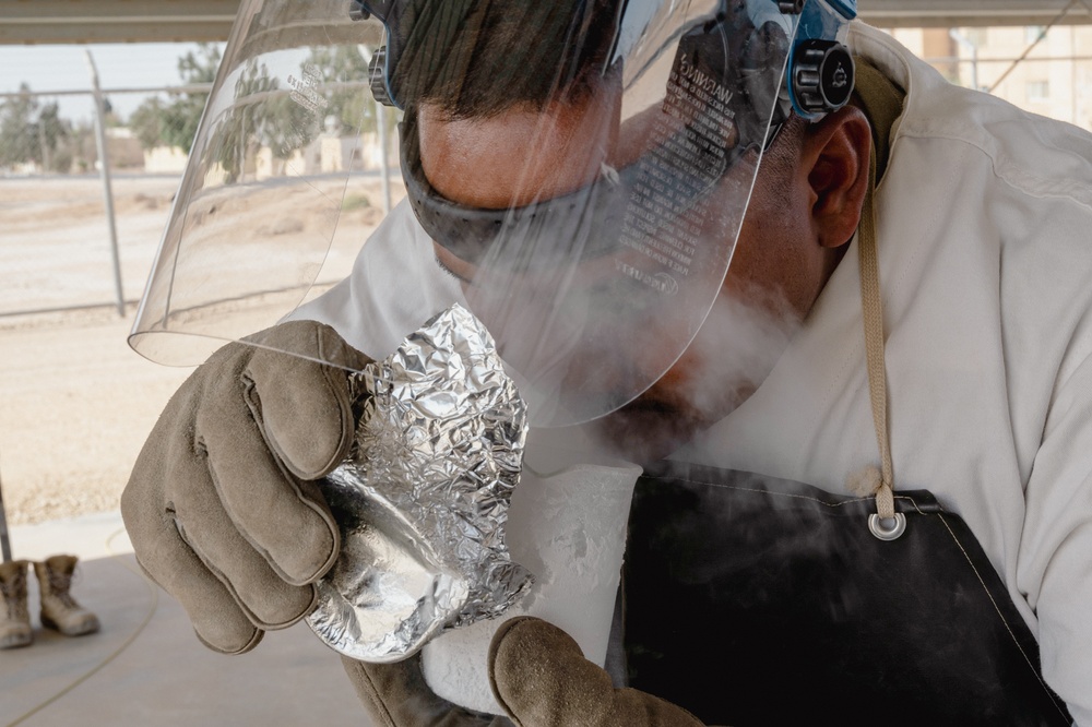 Fuels Airman Conducts Liquid Oxygen Test