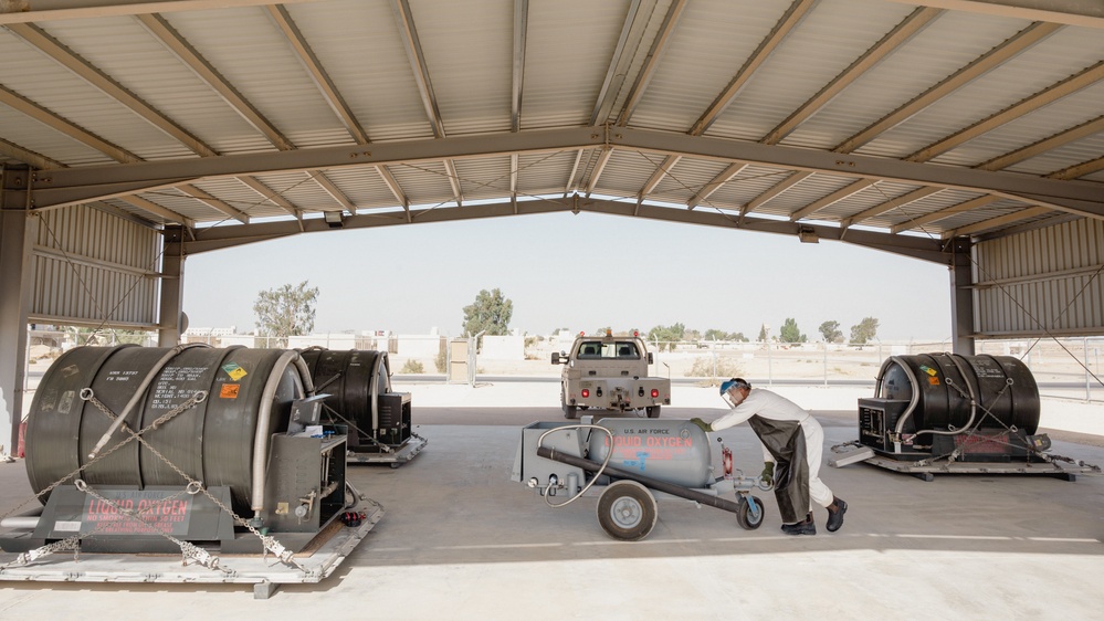 Fuels Airman Performs Liquid Oxygen Test