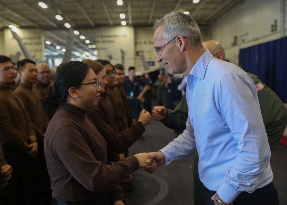 Secretary General of NATO visits George H.W. Bush Carrier Strike Group during Neptune Strike