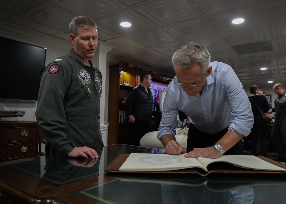 Secretary General of NATO visits George H.W. Bush Carrier Strike Group during Neptune Strike