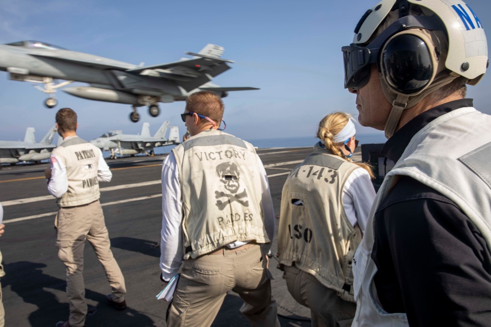 Secretary General of NATO visits George H.W. Bush Carrier Strike Group during Neptune Strike