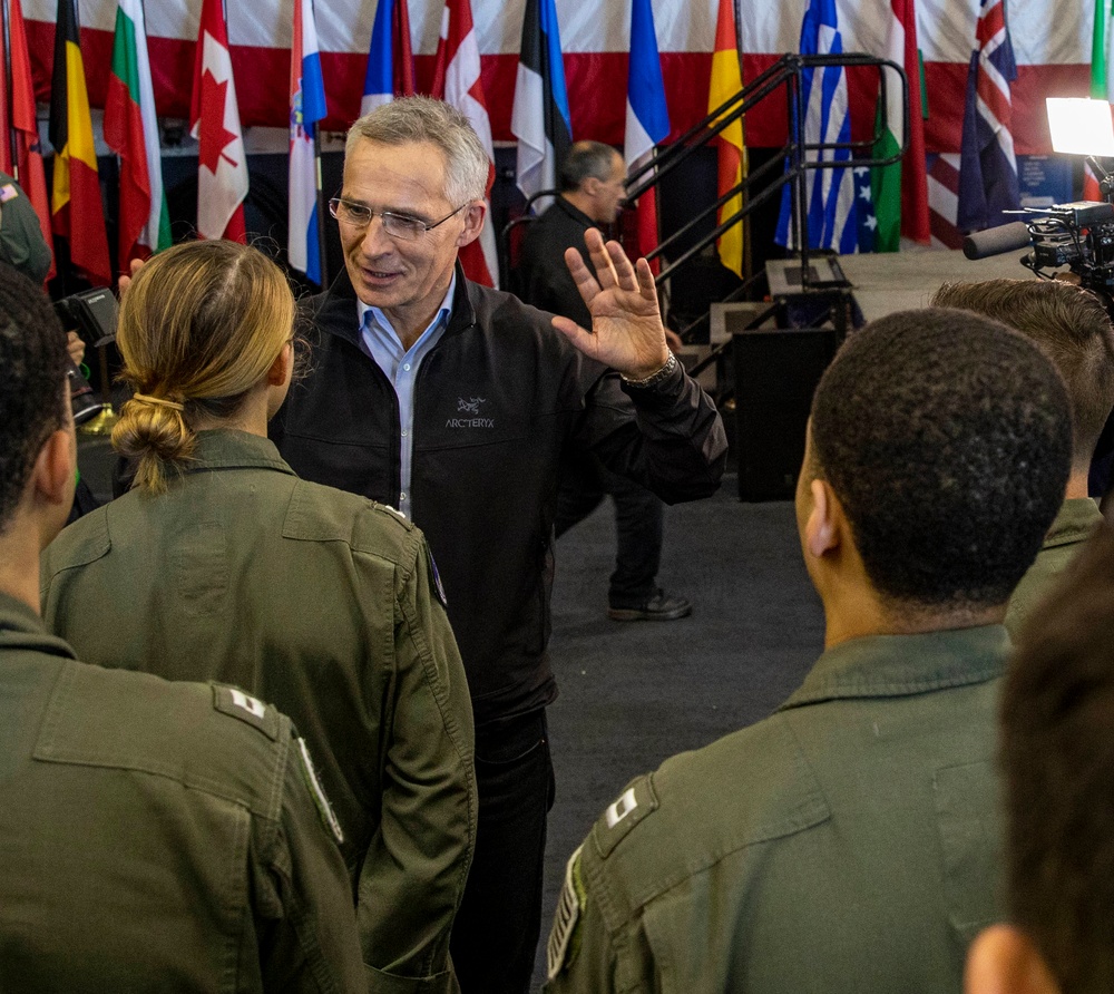 Secretary General of NATO visits George H.W. Bush Carrier Strike Group during Neptune Strike