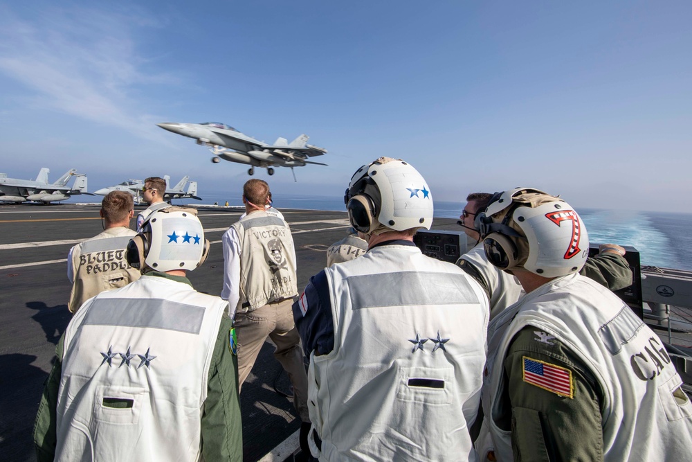 Secretary General of NATO visits George H.W. Bush Carrier Strike Group during Neptune Strike