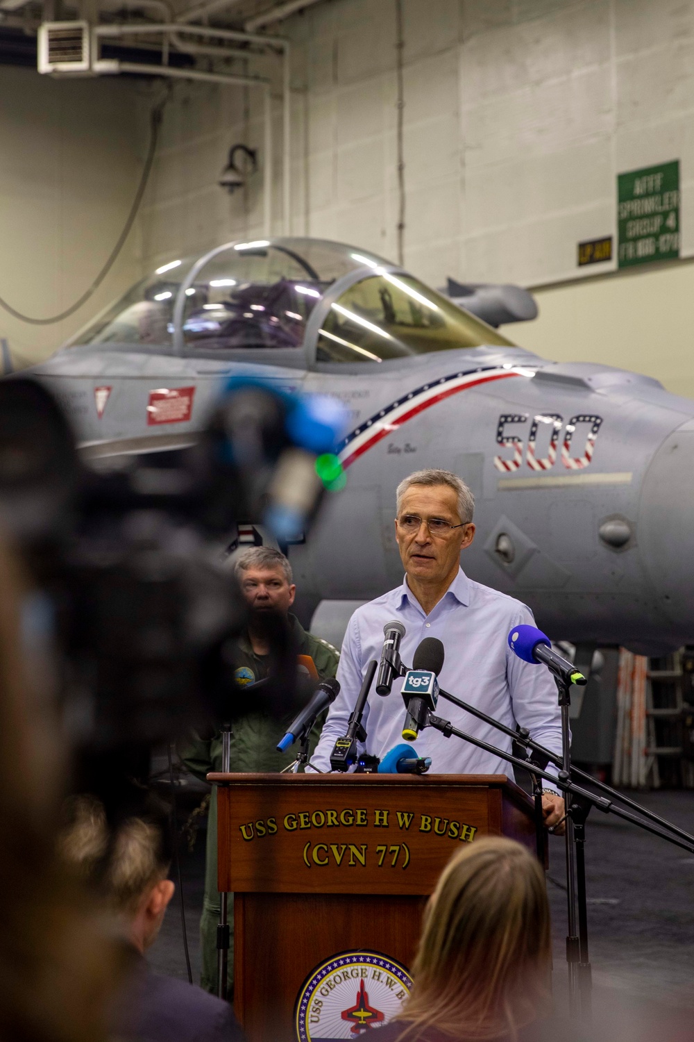 Secretary General of NATO visits George H.W. Bush Carrier Strike Group during Neptune Strike