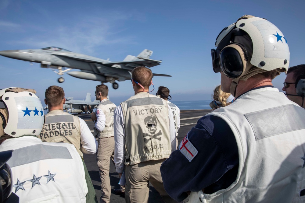 Secretary General of NATO visits George H.W. Bush Carrier Strike Group during Neptune Strike