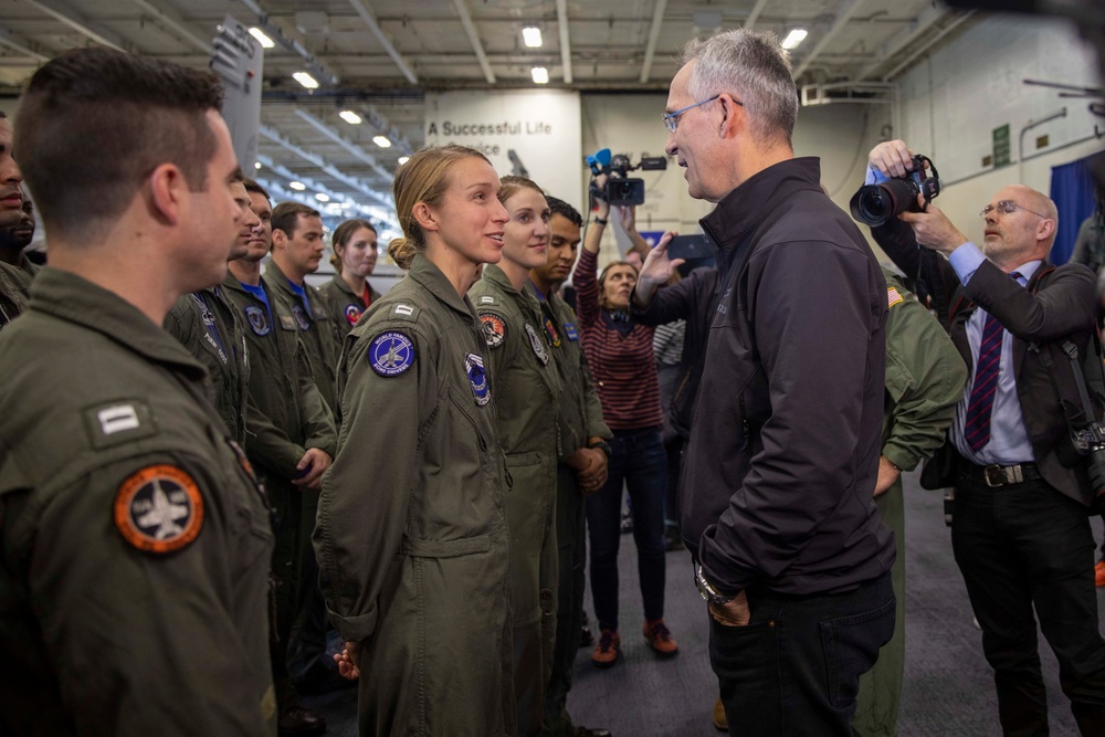 Secretary General of NATO visits George H.W. Bush Carrier Strike Group during Neptune Strike