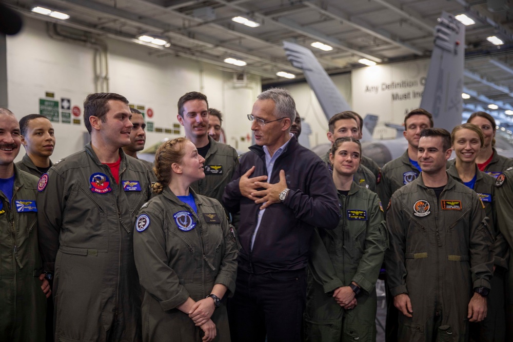 Secretary General of NATO visits George H.W. Bush Carrier Strike Group during Neptune Strike