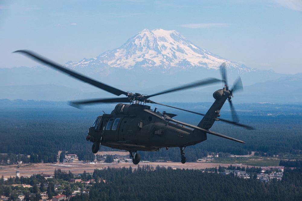 16th Combat Aviation Brigade Black Hawks near Mt. Rainier