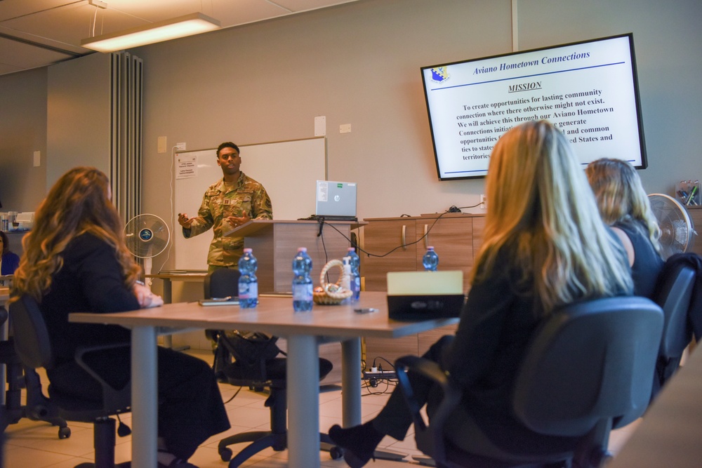 Mrs. Terrie Hecker, U.S Air Force in Europe and Air Forces Africa commanders spouse visits Aviano Air Base