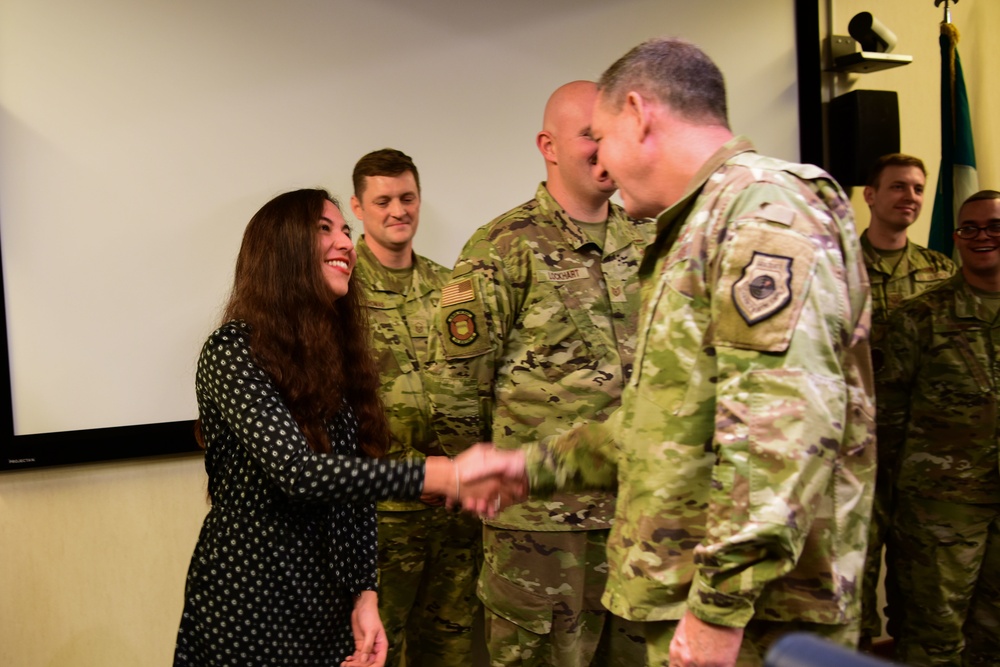 Mrs. Terrie Hecker, U.S Air Force in Europe and Air Forces Africa commanders spouse visits Aviano Air Base