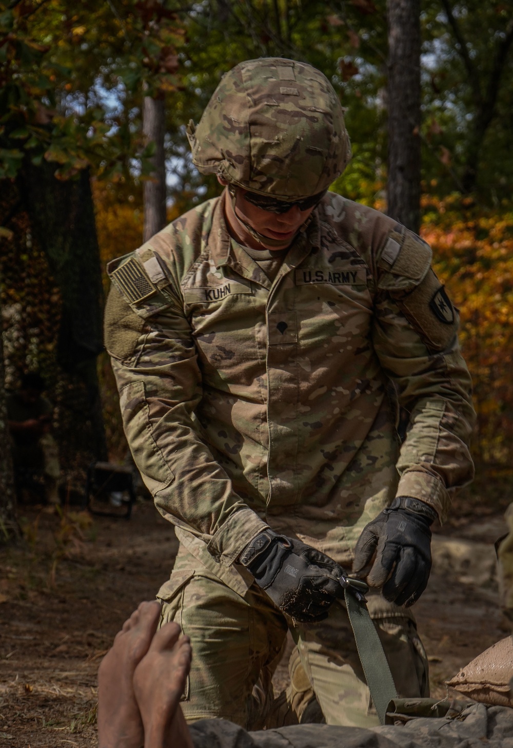 Soldiers compete in 44th Medical Brigade's Expert Field Medical Badge Competition