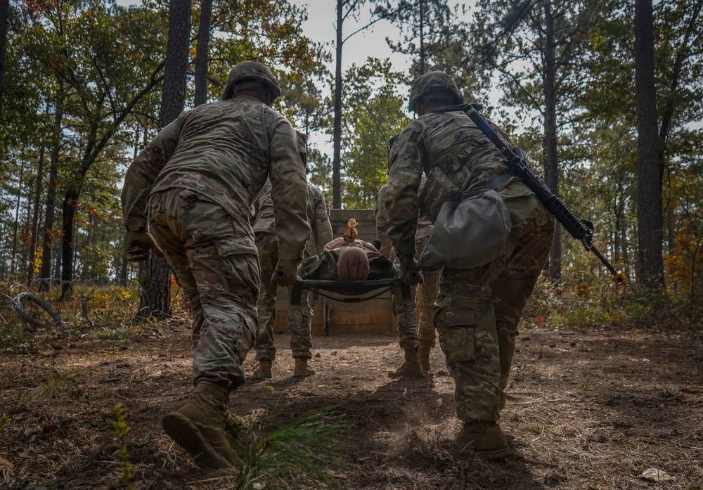 Soldiers compete in 44th Medical Brigade's Expert Field Medical Badge Competition