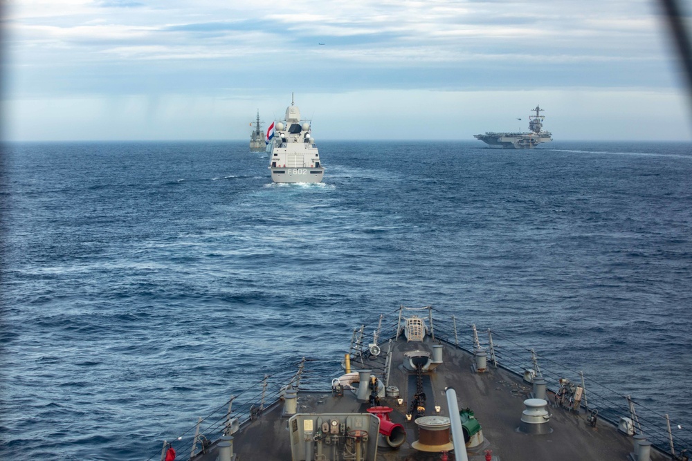 USS Ramage Conducts Formation Transit with Ford Carrier Strike Group