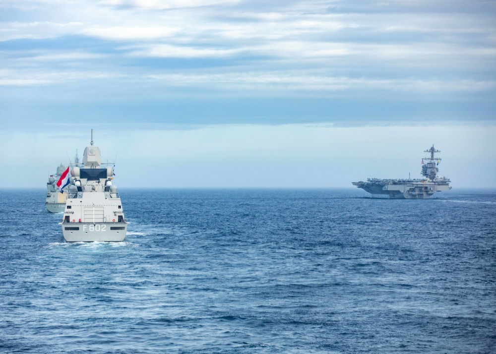 USS Ramage Conducts Formation Transit with Ford Carrier Strike Group