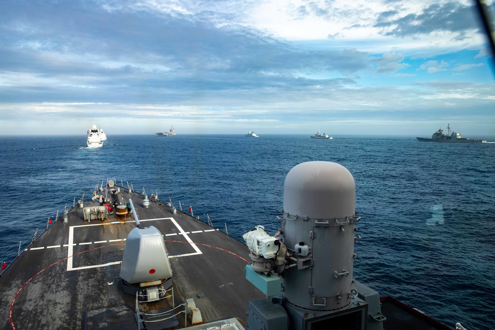 USS Ramage Conducts Formation Transit with Ford Carrier Strike Group