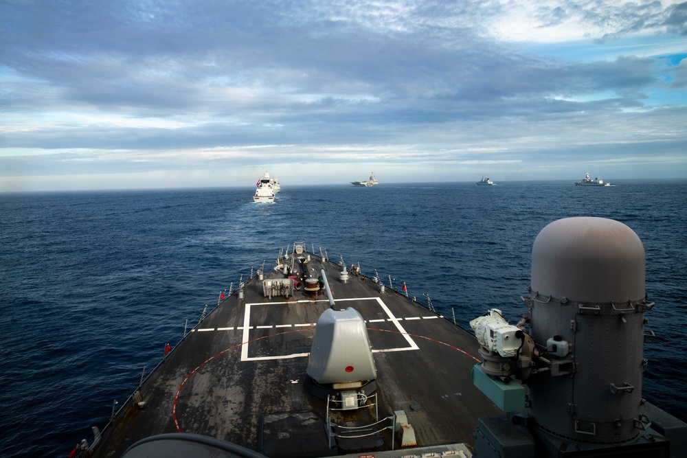 USS Ramage Conducts Formation Transit with Ford Carrier Strike Group