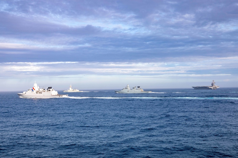 USS Ramage Conducts Formation Transit with Ford Carrier Strike Group