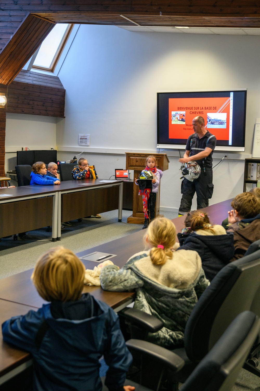 Belgian Schoolchildren visit Chievres Air Base Fire Department