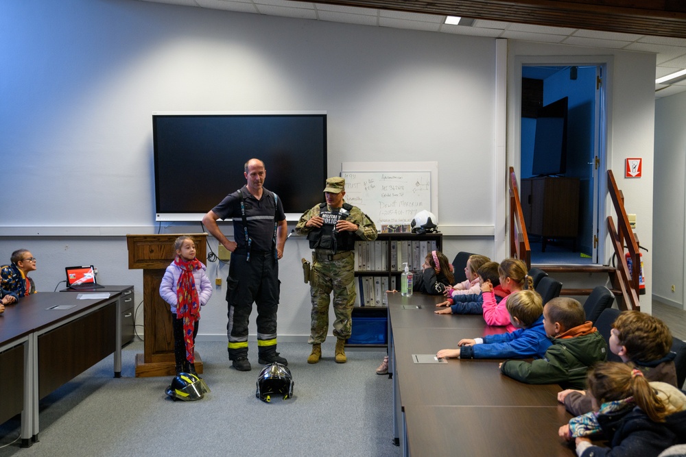 Belgian Schoolchildren visit Chievres Air Base Fire Department