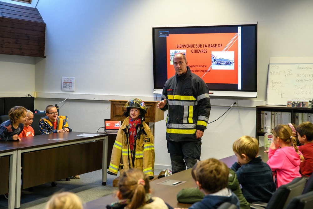 Belgian Schoolchildren visit Chievres Air Base Fire Department