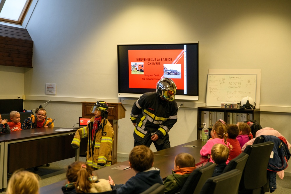 Belgian Schoolchildren visit Chievres Air Base Fire Department