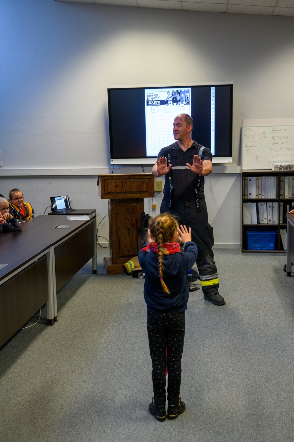 Belgian Schoolchildren visit Chievres Air Base Fire Department