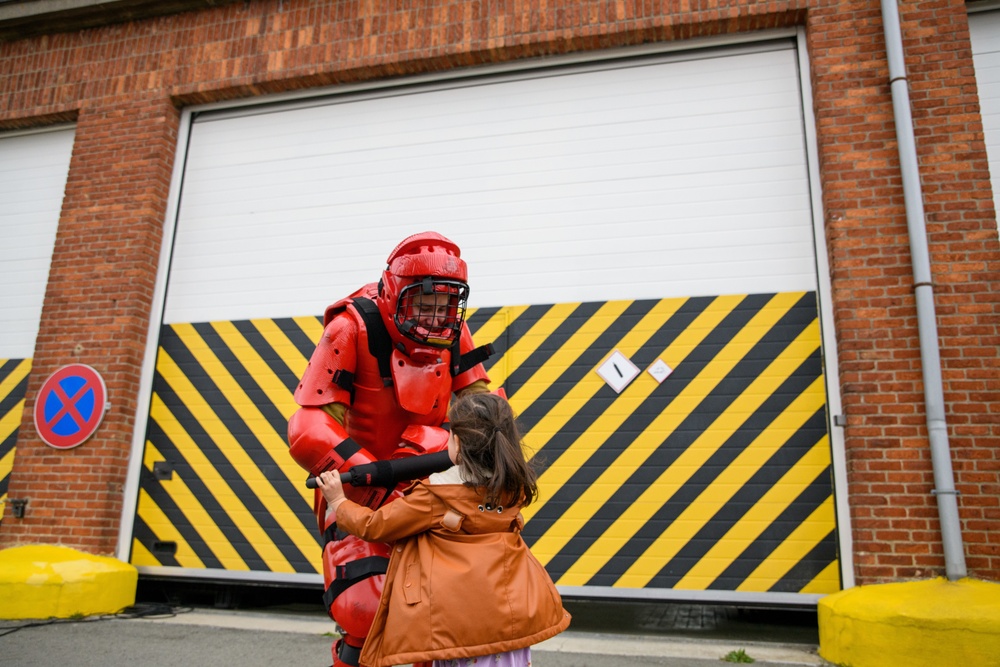 Belgian Schoolchildren visit Chievres Air Base Fire Department