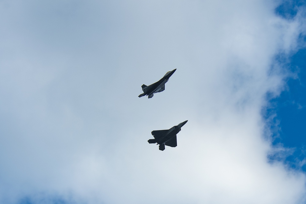 U.S. Air Force F-22 Raptors from the 90th Expeditionary Fighter Squadron participate in NATO’s Steadfast Noon