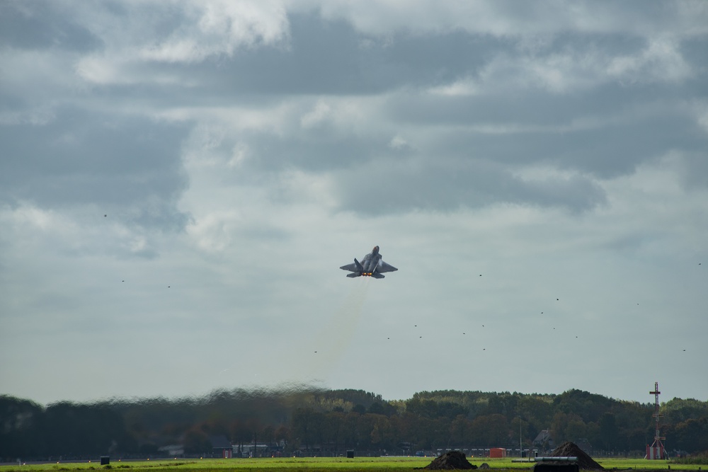 U.S. Air Force F-22 Raptors from the 90th Expeditionary Fighter Squadron participate in NATO’s Steadfast Noon